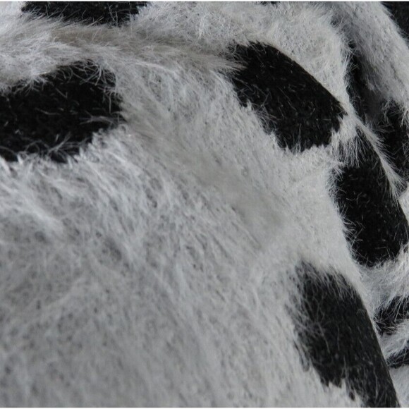 Debut Gray Leopard Print Faux Mohair Shaggy Long Sleeve Sweater Plus Size 3X - Picture 7 of 9